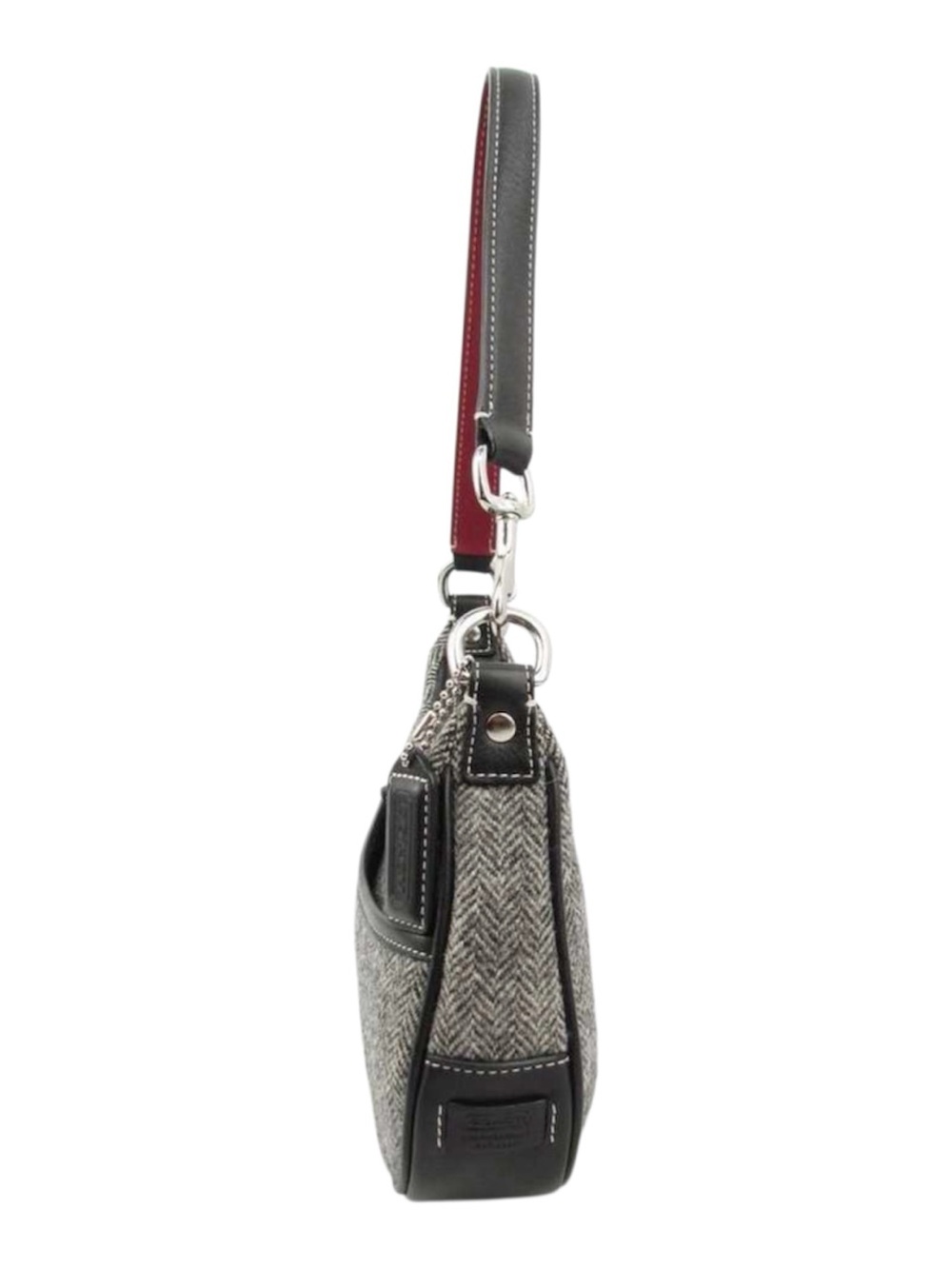Coach 9398 Vintage Y2K Soho Baguette Herringbone Wool Leather Bag Gray/Black - Picture 6 of 16